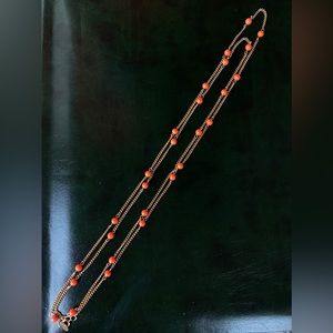 Vintage Celebrity NY coral necklace Double or triple chain signed